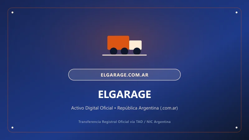 Identidad visual y presentación comercial del nombre de dominio elgarage.com.ar en venta